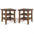 Home Square 2-Piece Square Transitional End Table Set in Rustic Natural Brown