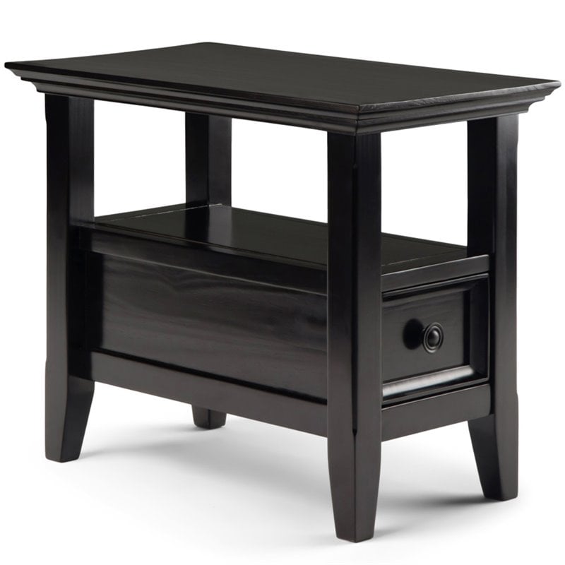 Home Square 2-Piece Narrow End Table with Storage Set in Hickory Brown