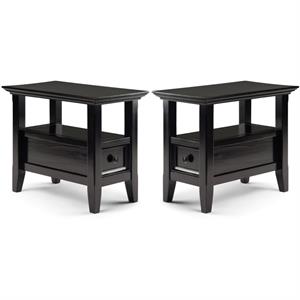 Home Square 2-Piece Narrow End Table with Storage Set in Hickory Brown