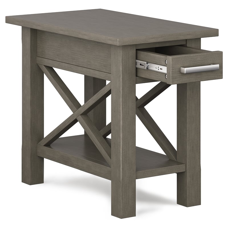 Home Square 2-Piece Narrow End Table with Storage Set in Farmhouse Gray