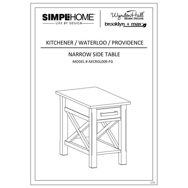 Home Square 2-Piece Narrow End Table with Storage Set in Farmhouse Gray