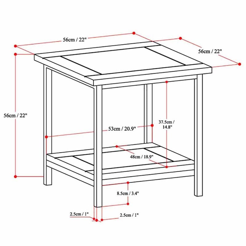 Home Square 2-Piece Wood & Metal 22