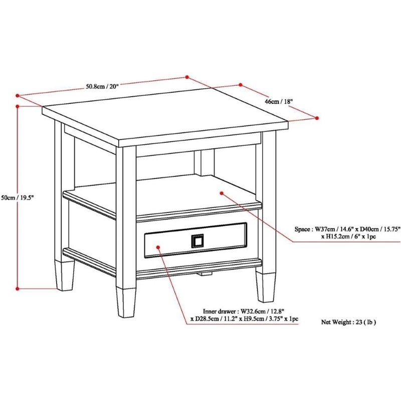 Home Square 2-Piece Wood 20