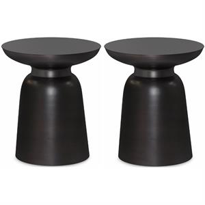 Home Square 2-Piece 17 &quot Metal Accent Side Table Set in Antique Copper