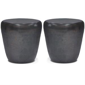 Home Square 2-Piece 20 &quot Metal Accent Side Table Set in Antique Copper