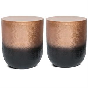 Home Square 2-Piece Furniture 19&quot Metal Side Table Set in Copper Ombre