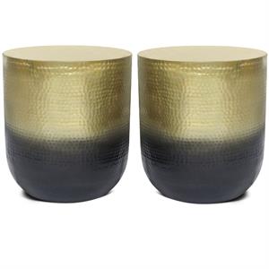 Home Square 2-Piece Furniture 19&quot Metal Side Table Set in Gold Ombre