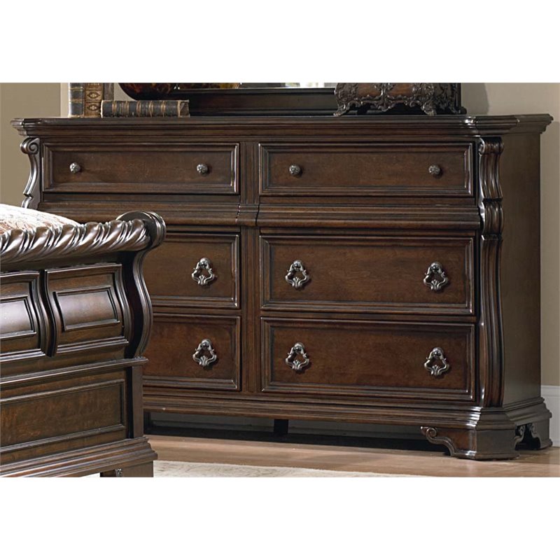 Home Square 2-Piece Set with 8-Drawer Double Dresser & King Sleigh Bed