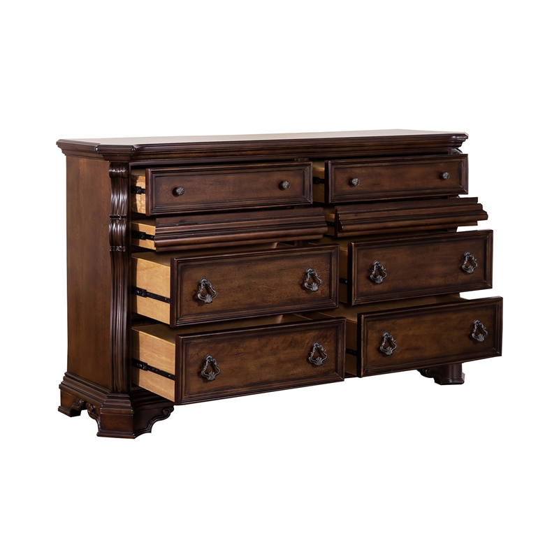 Home Square 2-Piece Set with 8-Drawer Double Dresser & King Sleigh Bed