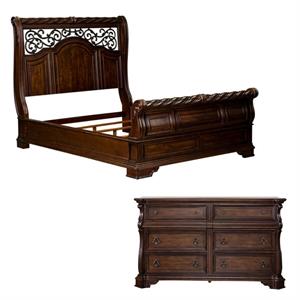 Home Square 2-Piece Set with 8-Drawer Double Dresser & Queen Sleigh Bed