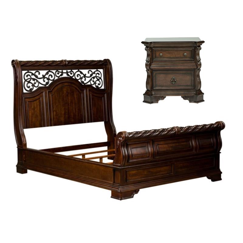 Home Square 2-Piece Set with Night Stand and Queen Sleigh Bed
