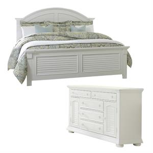 Home Square 2-Piece Set with King Panel Bed and 2-Door 5-Drawer Dresser