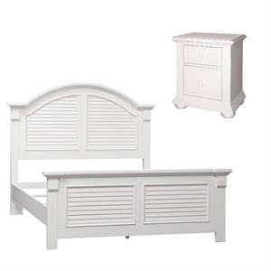 Home Square 2-Piece Set with Queen Panel Bed and 2-Drawer Night Stand