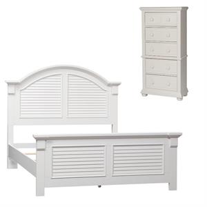 Home Square 2-Piece Set with Summer House Queen Panel Bed and 5-Drawer Chest