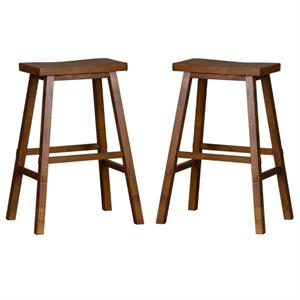 Home Square 2-Piece Furniture 30&quot Sawhorse Barstool Set in Tobacco