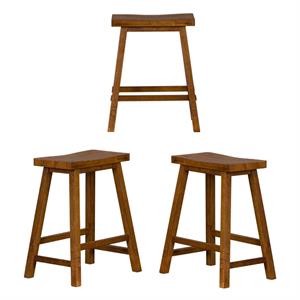 Home Square 3-Piece Furniture Creations 24&quot Sawhorse Barstool Set in Tobacco