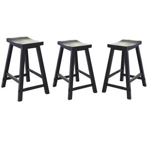 Home Square 3-Piece Furniture Creations 30 Inch Sawhorse Barstool Set in Black