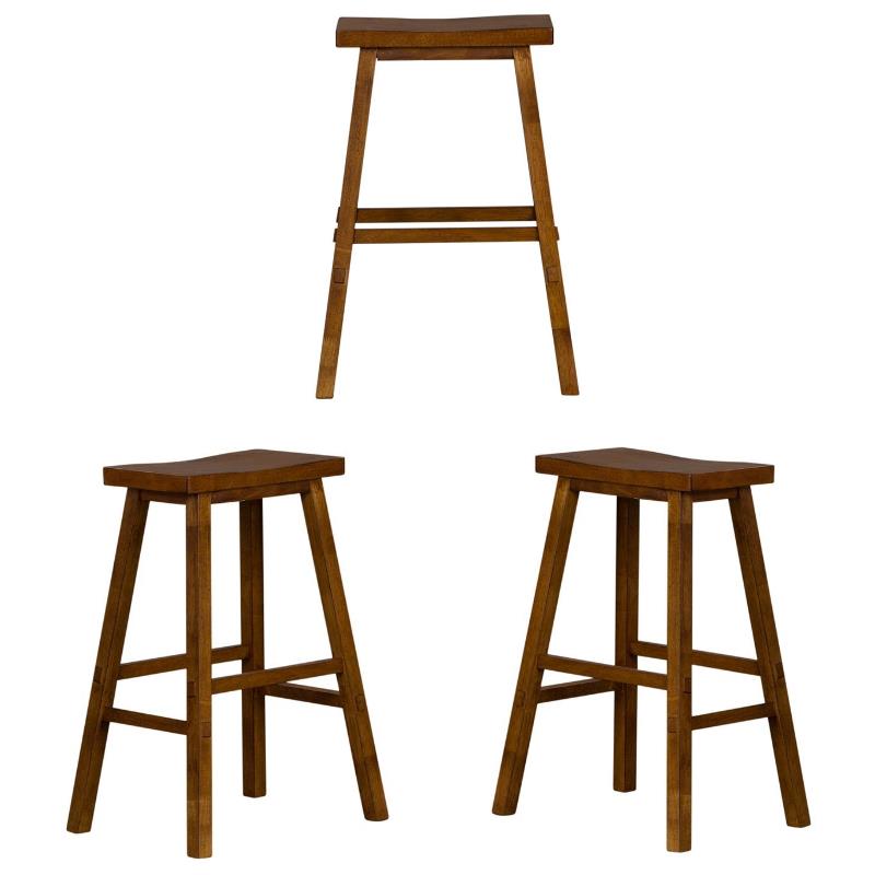 Home Square 3-Piece Furniture Creations 30 Inch Sawhorse Barstool Set in Tobacco
