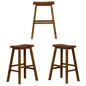 Home Square 3-Piece Furniture Creations 30 Inch Sawhorse Barstool Set in Tobacco