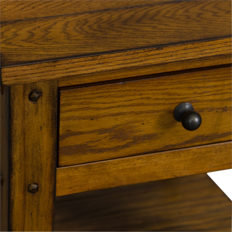 Home Square 2-Piece Furniture Lake House Chair Side Table Set in Oak