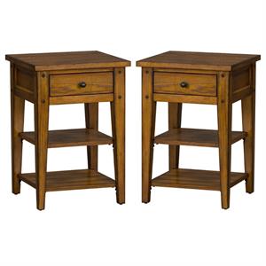 Home Square 2-Piece Furniture Lake House Chair Side Table Set in Oak