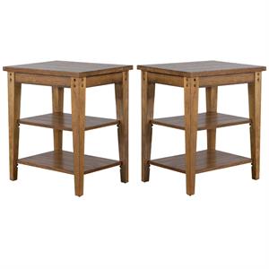 Home Square 2-Piece Furniture Lake House Tiered Table Set in Oak