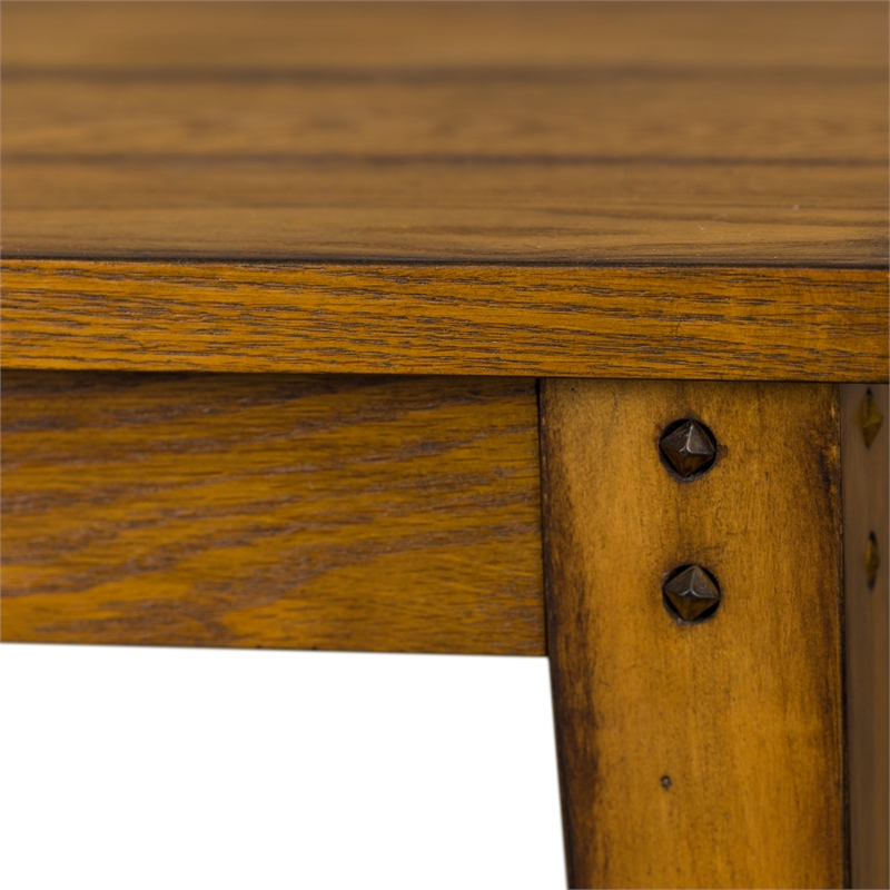 Home Square 2-Piece Furniture Lake House Square Lamp Table Set in Oak