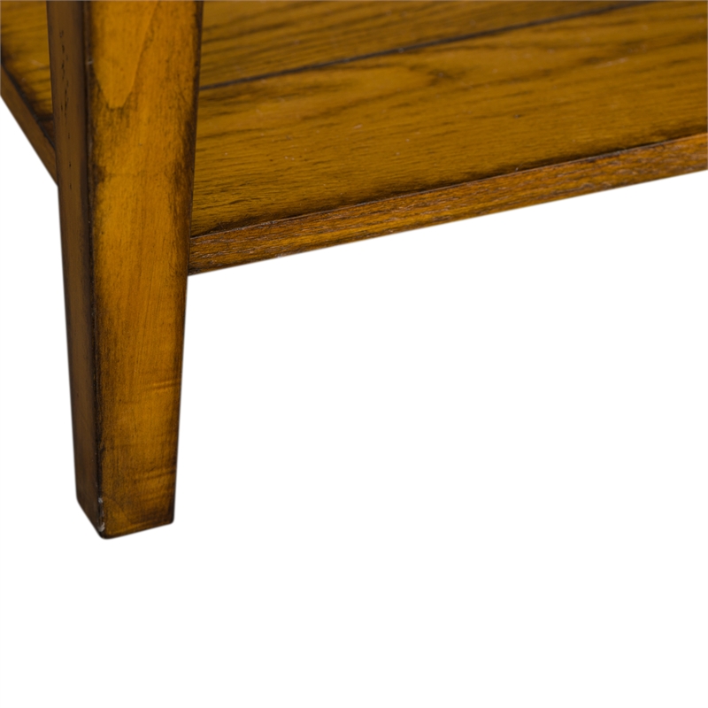 Home Square 2-Piece Furniture Lake House Square Lamp Table Set in Oak
