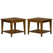 Home Square 2-Piece Furniture Lake House Square Lamp Table Set in Oak
