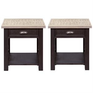 Home Square 2-Piece Furniture 18&quot Heatherbrook Drawer End Table Set