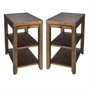 Home Square 2-Piece Furniture Mitchell Chair Side Table Set in Nutmeg