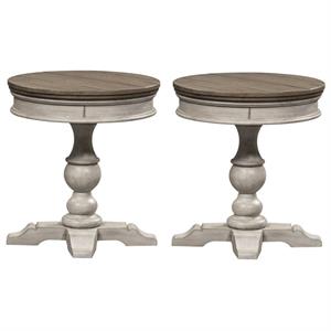 Home Square 2-Piece Furniture Heartland Round Pedestal Chair Side Table Set