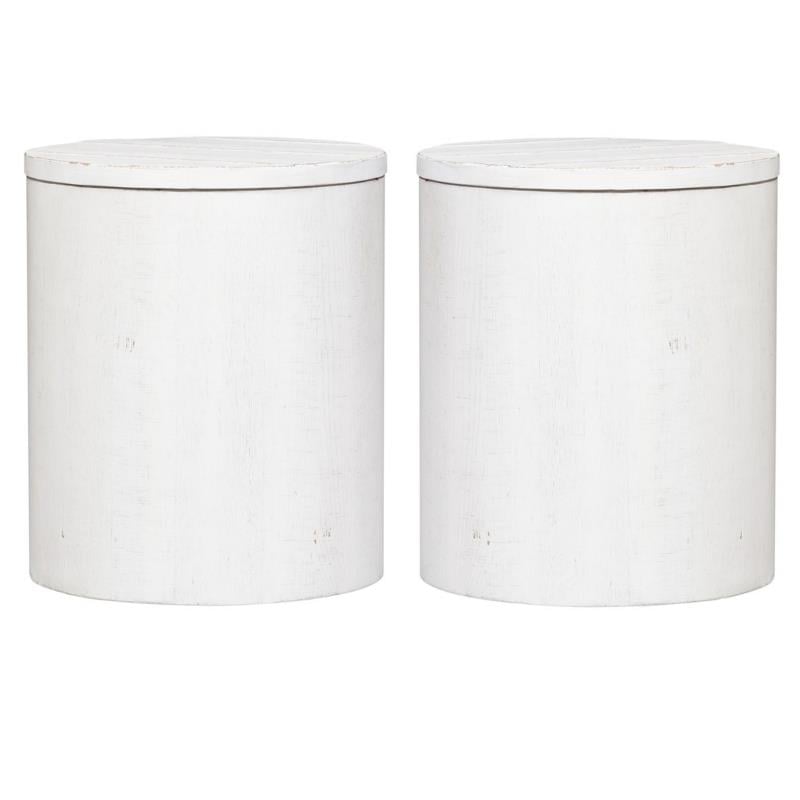 Home Square 2-Piece Furniture Modern Farmhouse Drum End Table Set