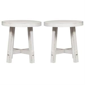 Home Square 2-Piece Furniture Modern Farmhouse Splay Leg Round End Table Set