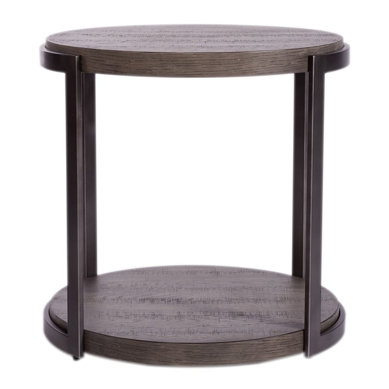Home Square 2-Piece Furniture Modern View Round End Table Set in Brown
