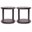 Home Square 2-Piece Furniture Modern View Round End Table Set in Brown