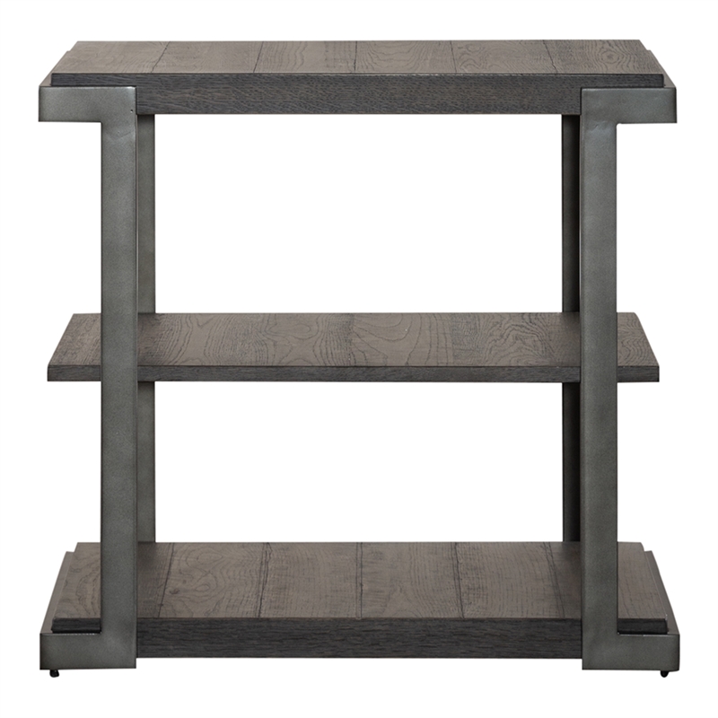 Home Square 2-Piece Furniture Modern View Tiered End Table Set in Oak