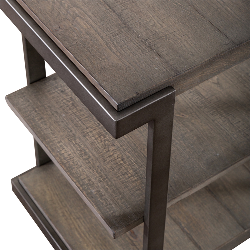 Home Square 2-Piece Furniture Modern View Tiered End Table Set in Oak