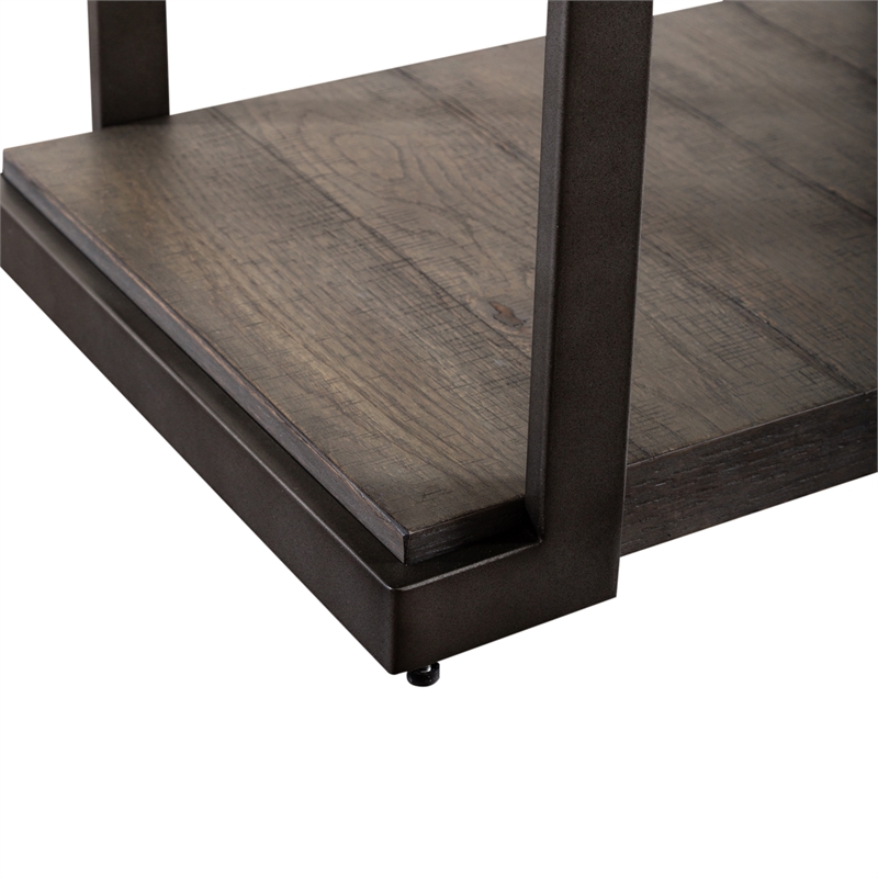 Home Square 2-Piece Furniture Modern View Tiered End Table Set in Oak