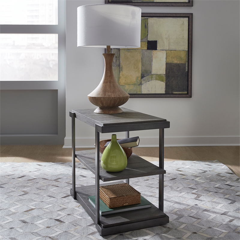 Home Square 2-Piece Furniture Modern View Tiered End Table Set in Oak