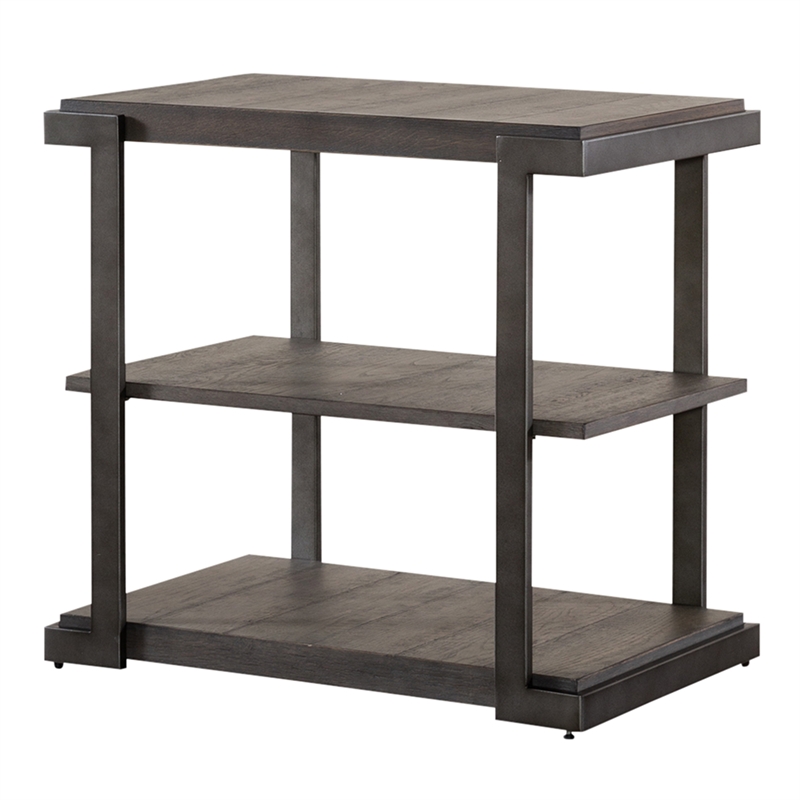 Home Square 2-Piece Furniture Modern View Tiered End Table Set in Oak