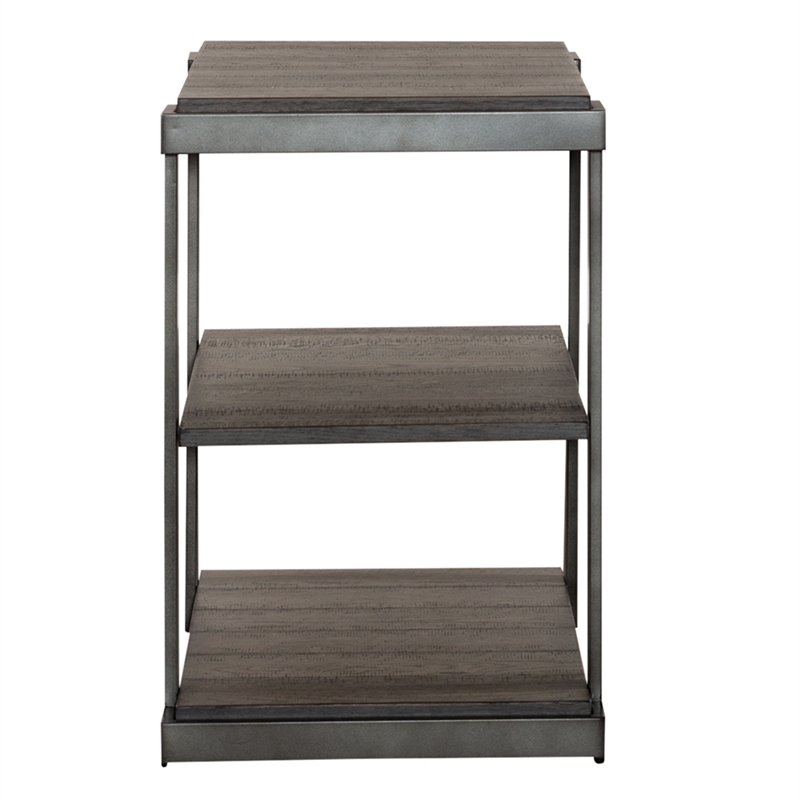 Home Square 2-Piece Furniture Modern View Tiered End Table Set in Oak