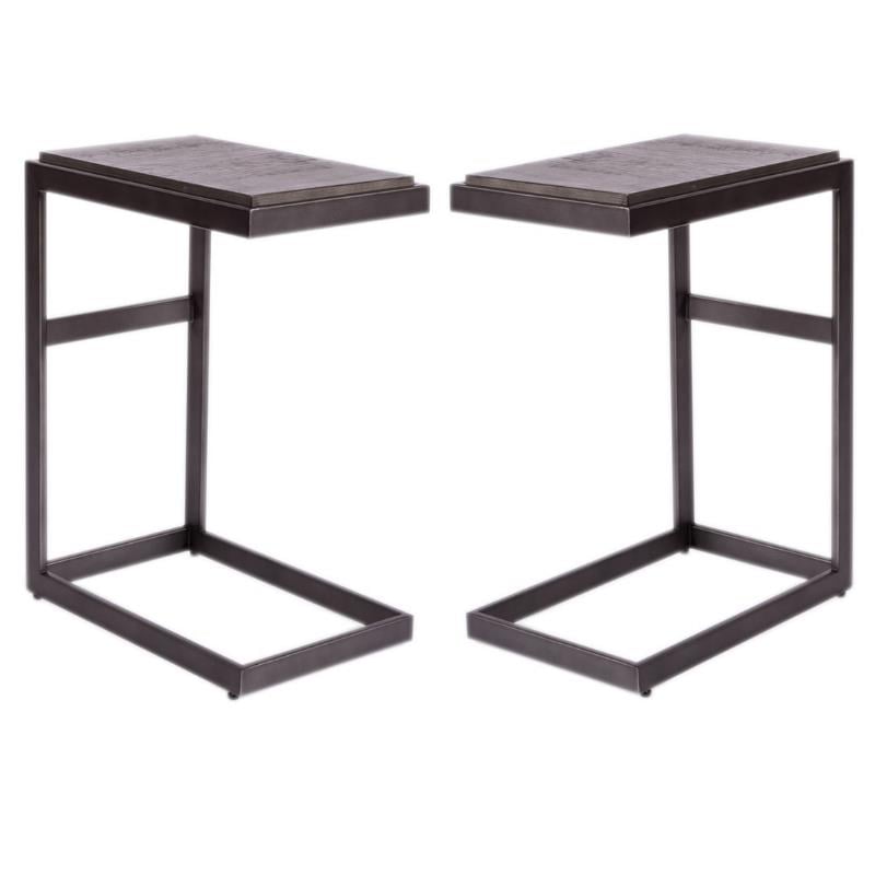 Home Square 2-Piece Furniture Modern View Laptop Table Set in Brown