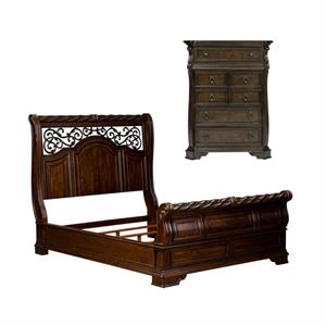Home Square 2-Piece Set with Arbor Place 6-Drawer Chest & Queen Sleigh Bed