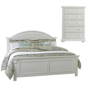 Home Square 2-Piece Set with Summer House King Panel Bed and 5-Drawer Chest