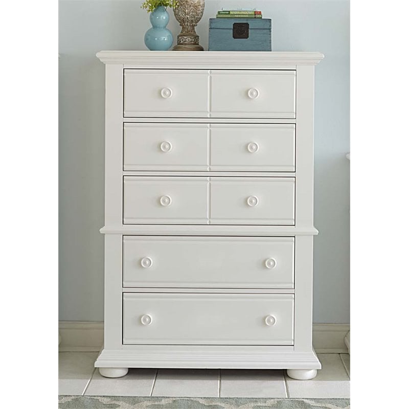 Home Square 2-Piece Set with Summer House Queen Panel Bed & 5-Drawer Chest