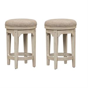 Home Square 2 Piece Console Swivel Stool Set in Antique White