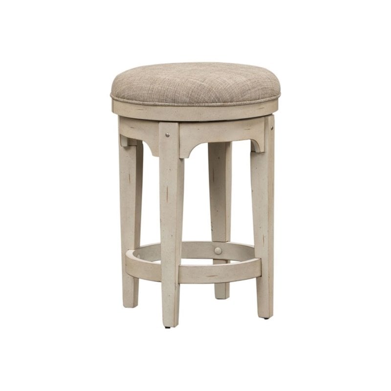 Home Square 3 Piece Console Swivel Stool Set in Antique White