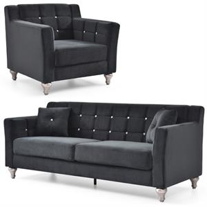 home square 2-piece set with chair and sofa in black
