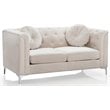 Home Square 2-Piece Set with Velvet Sofa Chaise and Loveseat in Ivory